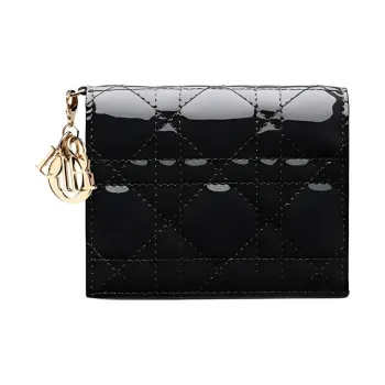 DIOR Cow Leather Wallet Mini Women's Black