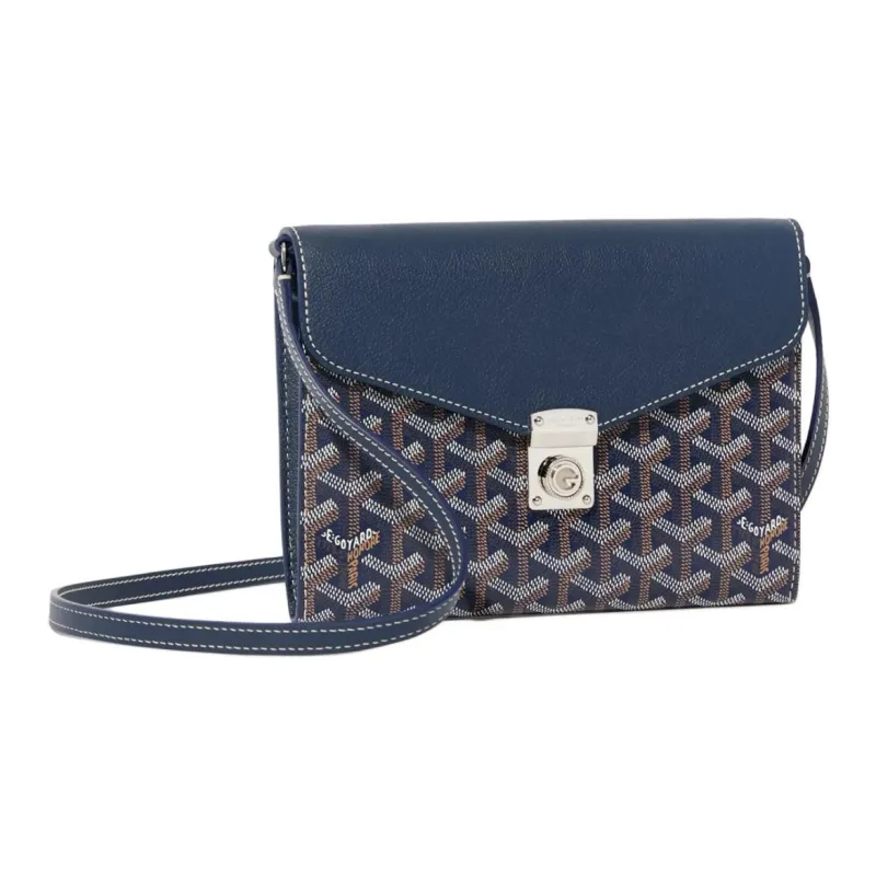 GOYARD Canvas With Calfskin Shoulder Bag Crossbody Bag Unisex Dark Blue-1