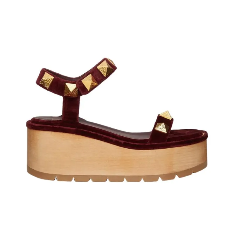 Valentino Roman Stud Stylish Sandal Women's Burgundy-1