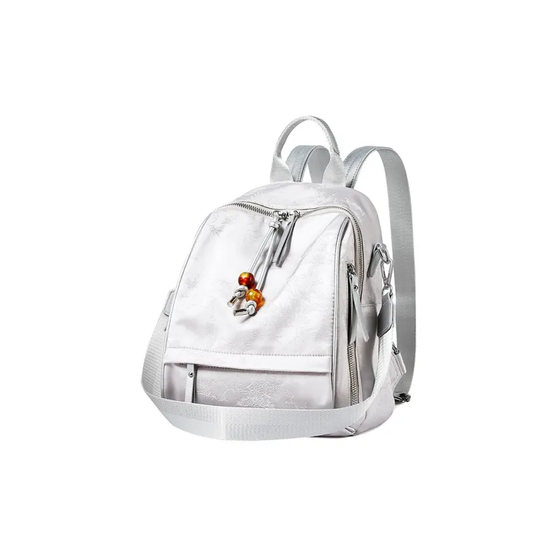 TUCANO Fabric With PU Leather University Student Everyday Backpack Tubas Women's Silver/Black-1