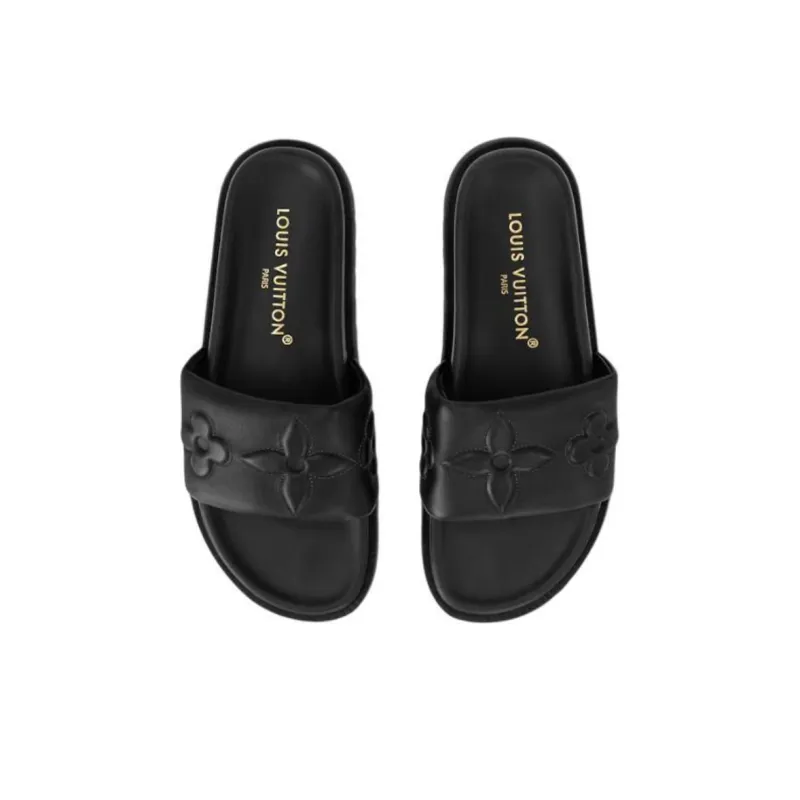 LOUIS VUITTON Slide Slippers Women's Black-3