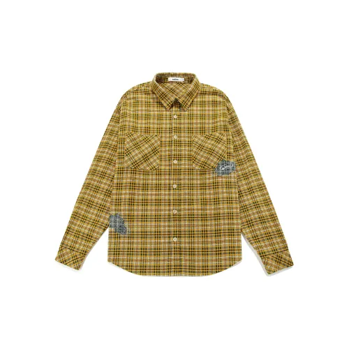 GUUKA TECH Shirts Men Yellow Plaid