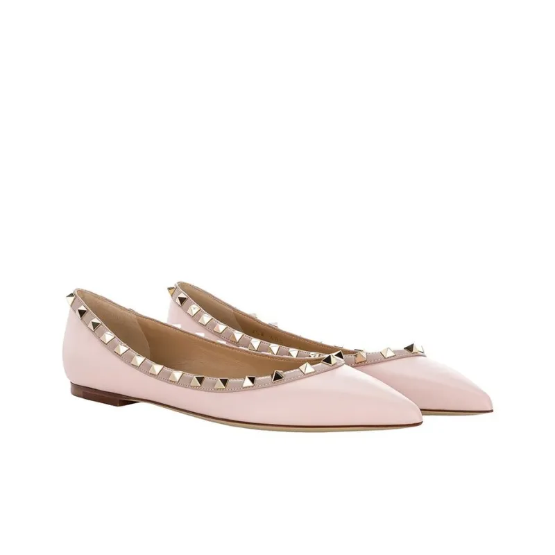 Valentino Rockstud Casual Single Shoes Women's Rose Quartz Pink-2