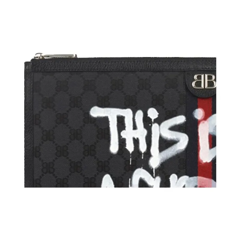 GUCCI Balenciaga Collaboration Canvas With Leather Laptop Bag Unisex Black-2