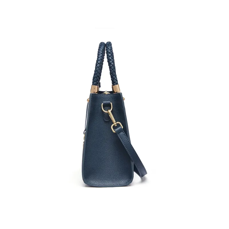 RED DRAGONFLY Cow Leather Tote Handbag, Crossbody Bag Women's Blue/Black-12