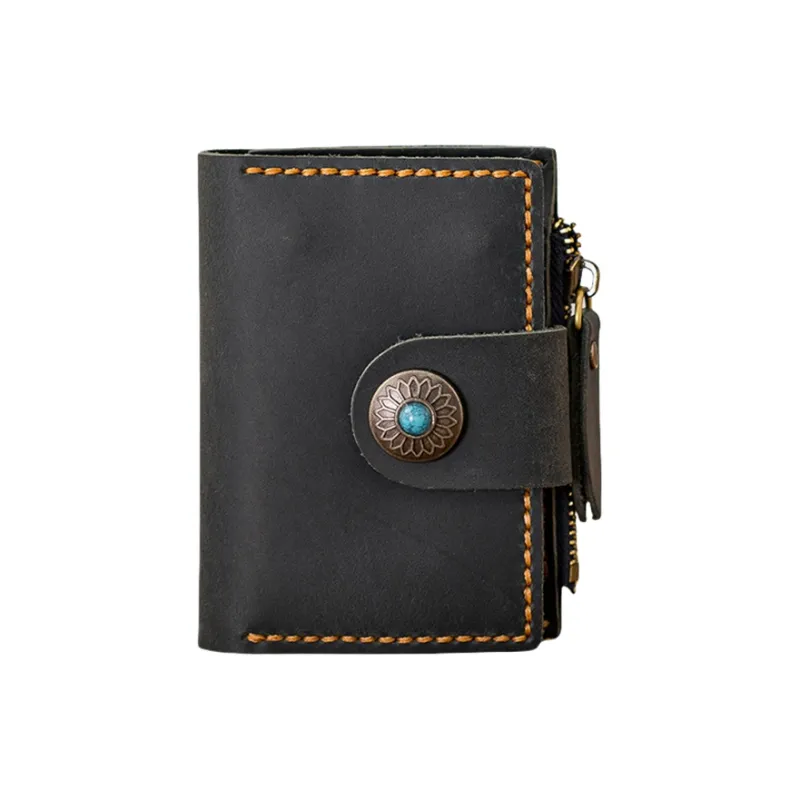 Back Step Top Grain Cow Leather Key And Coin Card Pouch Unisex Multicolor-10