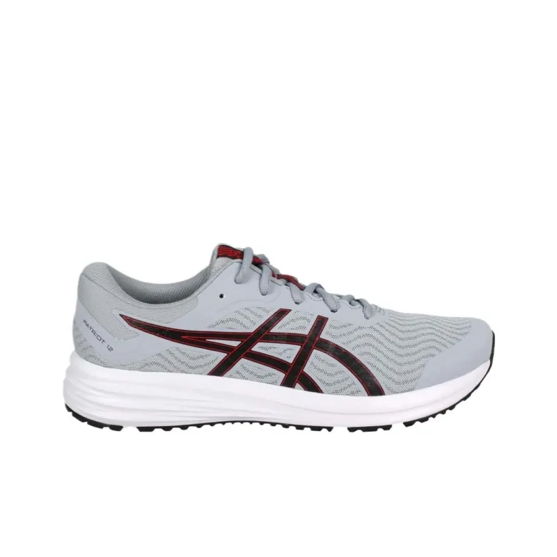 Asics Patriot 12 Cushioned Slip-Resistant Low-Top Running Shoes Men's Gray Black Red-1
