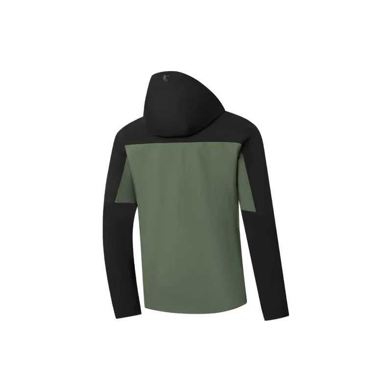 QIAODAN Mountain God Series Waterproof And Windproof Windbreaker Jacket Men's Black/Chalcedony Green-1
