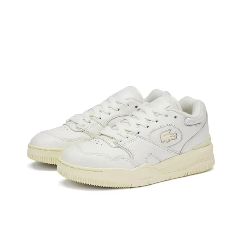 LACOSTE Low Top Skateboard Shoes Women's White Yellow-2