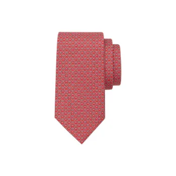 Ferragamo Geometric Gancini print Silk Tie