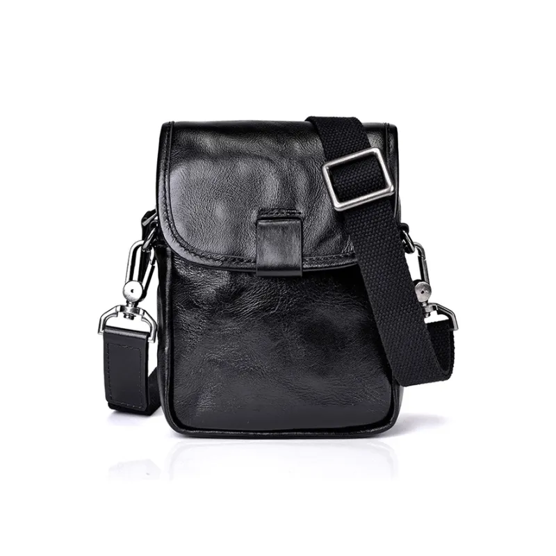 DOSRFINI Cow Leather Cell Phone Pouch, Crossbody Bag Men's Black-0