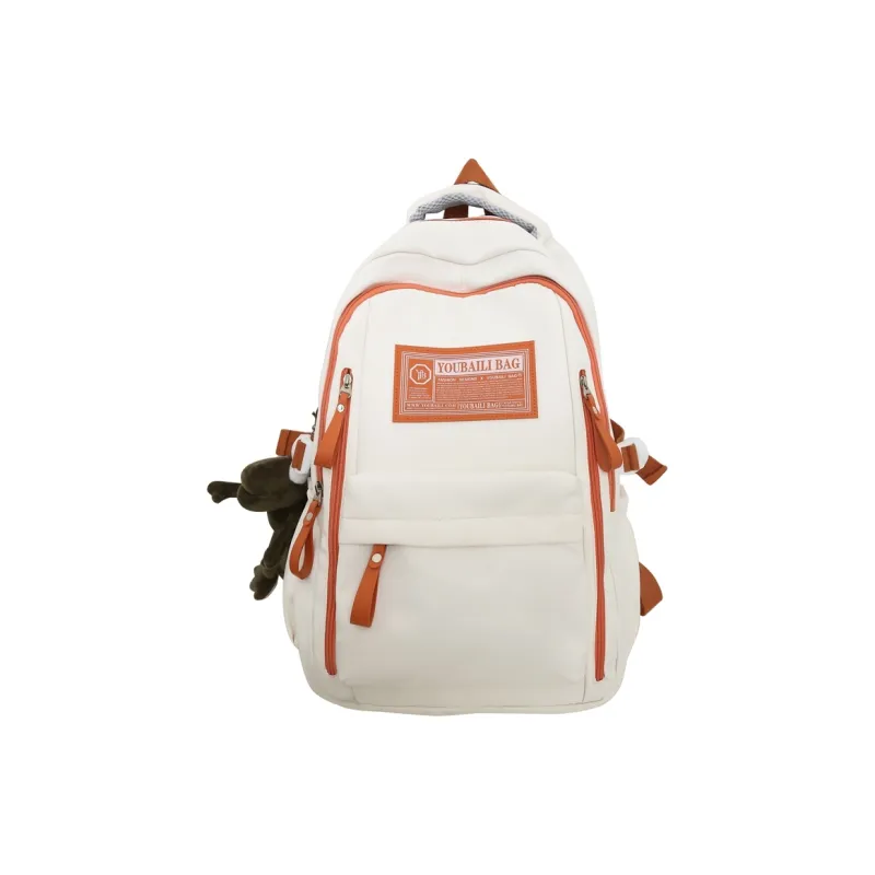 Parker Bear Nylon Backpack Unisex Black/White Red/White Orange/White Blue-6