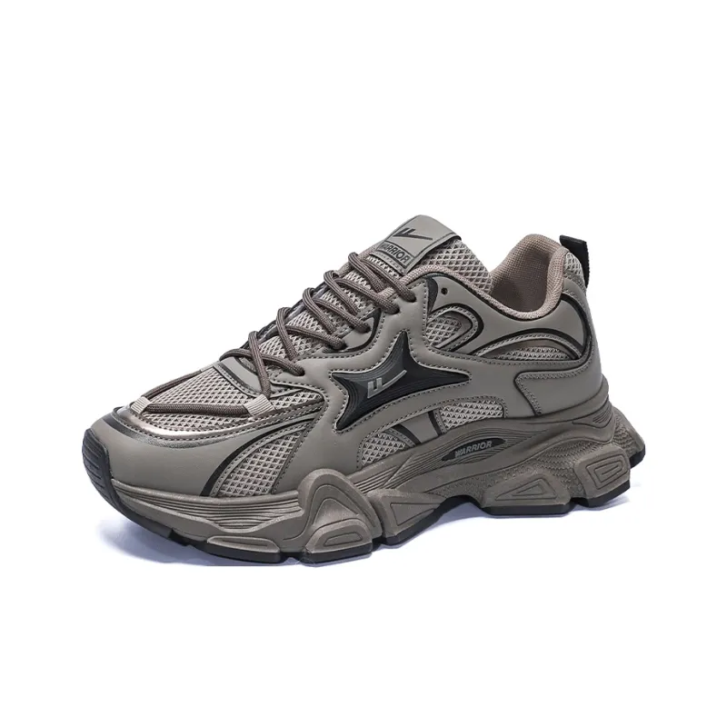 Warrior Cushioning Wear-Resistant Low-Top Chunky Sneakers Men's Light Brown Black-1