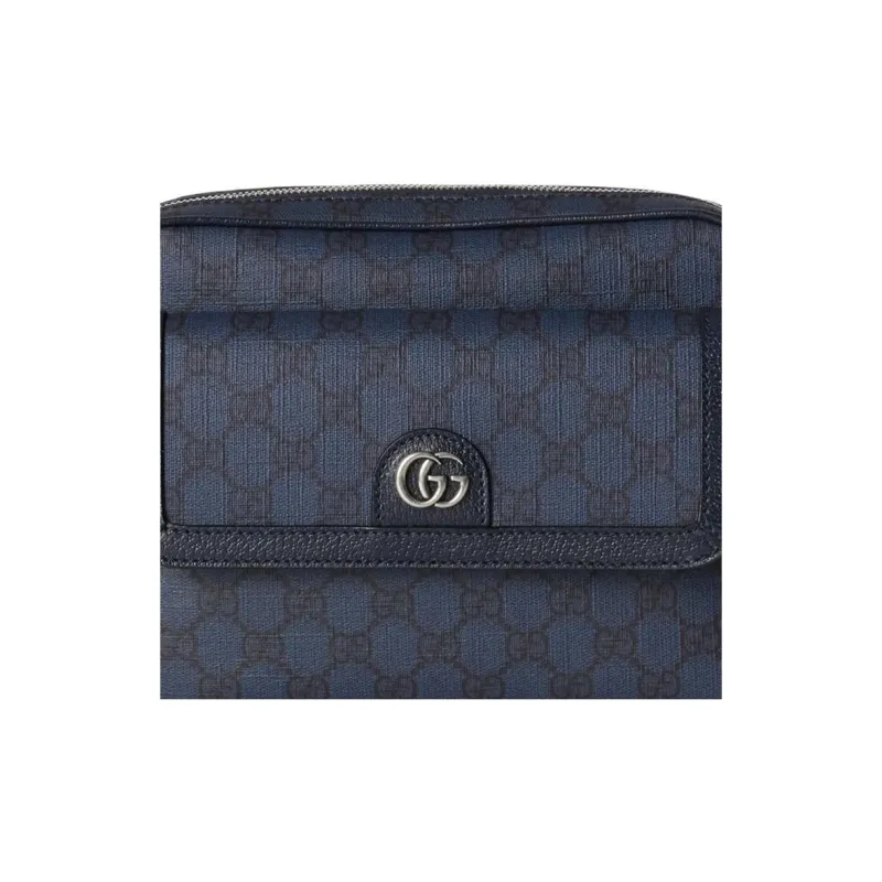 GUCCI Canvas With Leather Binding Canvas Bag Shoulder Bag Crossbody Bag Small Size Men's Dark Blue-6