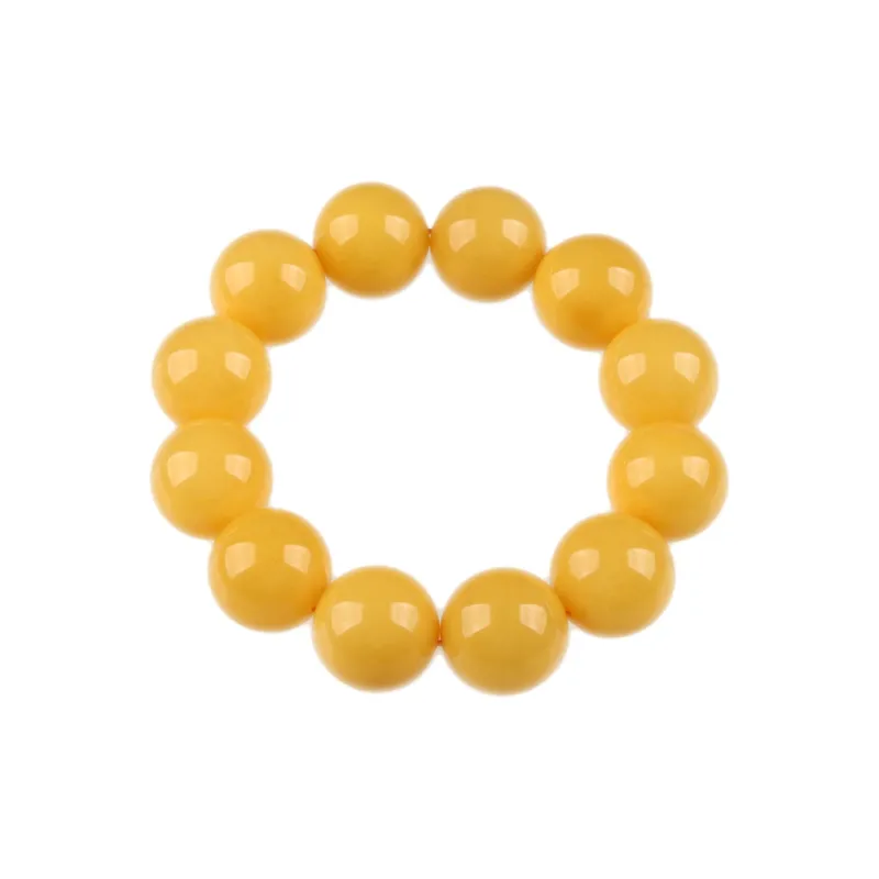Oushuo Jewelry Wealth Flower Oil Yellow Beeswax Amber Fine Jade Bracelet For Collectors Birthday Gift Set Unisex-2