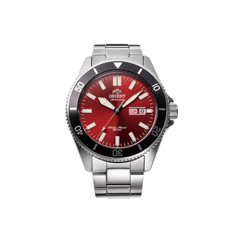 ORIENT Automatic/Manual Mechanical Movement Metal Strap Watch Men's Watches Red Watch Dial-0