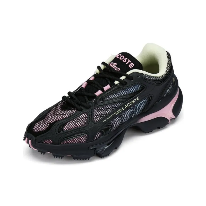 LACOSTE Low Top Casual Shoes Women's Black Pink-1