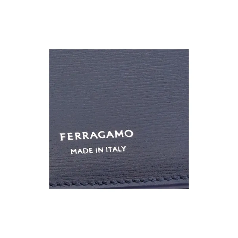 FERRAGAMO Calfskin Wallet Men's Midnight Blue-4