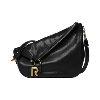 ROSA HERMOSO Vegetable Tanned Leather Top Grain Cow Leather Shoulder Bag Crossbody Bag Large Size Unisex Black