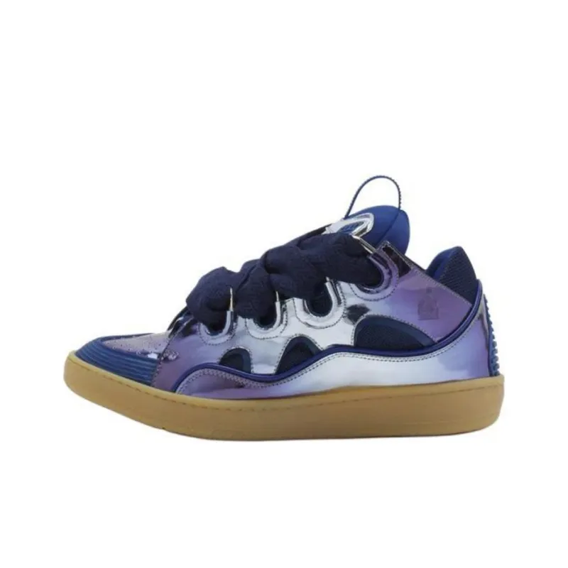 Lanvin Curb Low Top Skateboard Shoes Women's Purple Blue-0