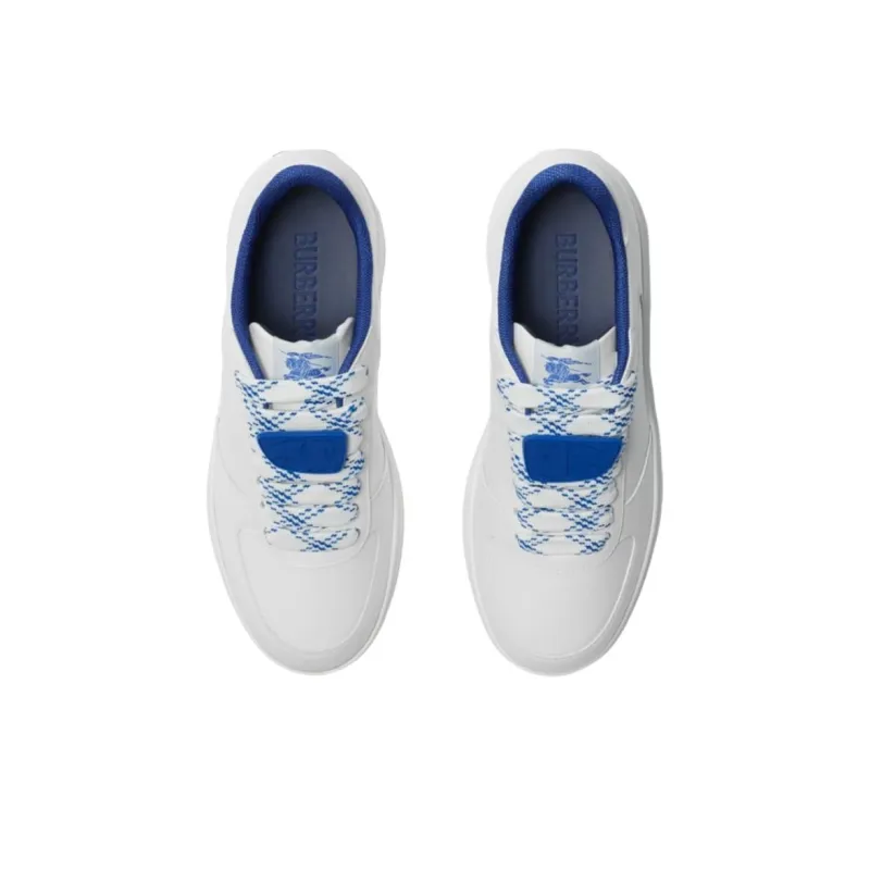 Burberry Terrace Low Top Skateboard Shoes Women's White Blue-3