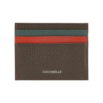 COCCINELLE Fabric Cow Leather Patchwork Card Holder Women's Sweet Blue Green