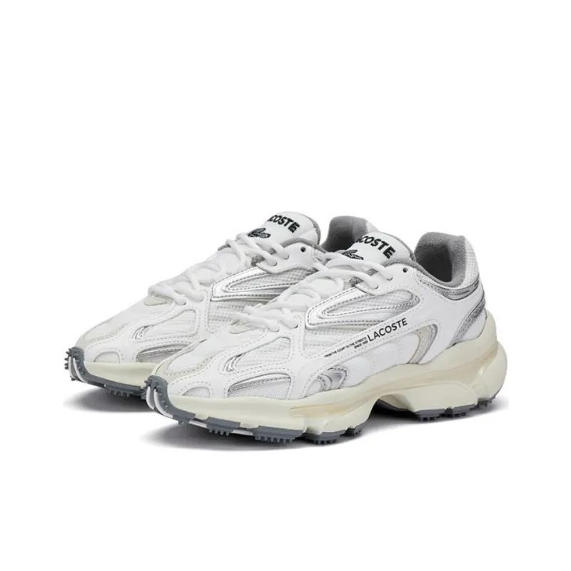 LACOSTE Anti Slip Wear Resistant Low Top Casual Shoes Women's White Gray-2