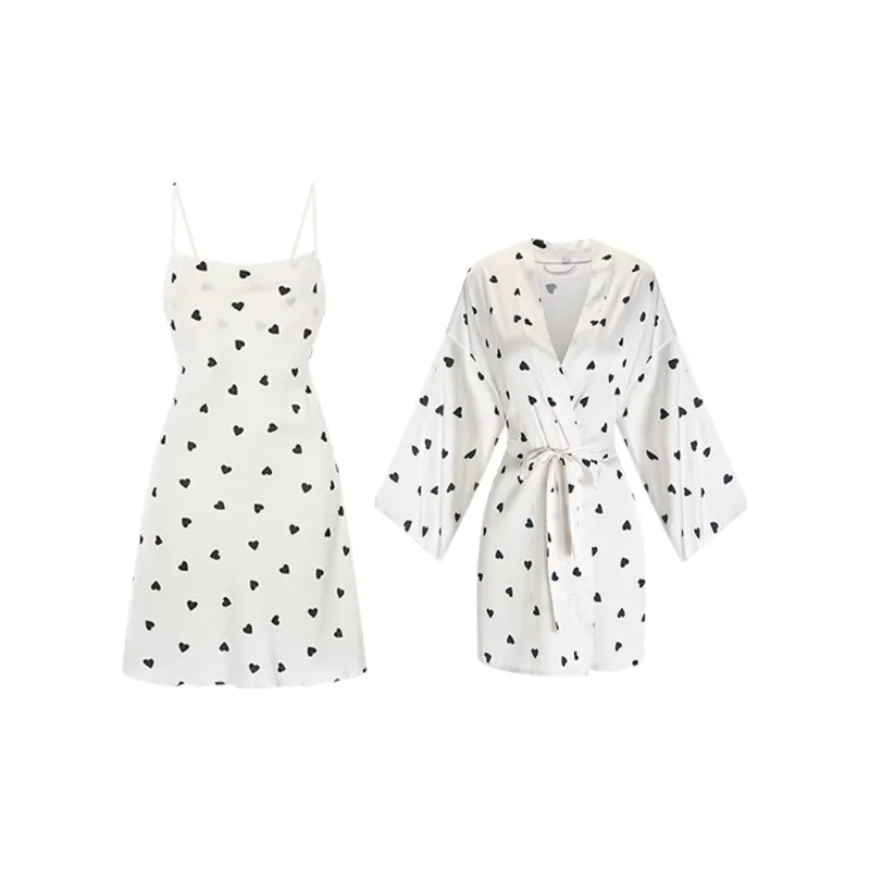 MIIOW Pajama Set Women's Black And White Dot-0