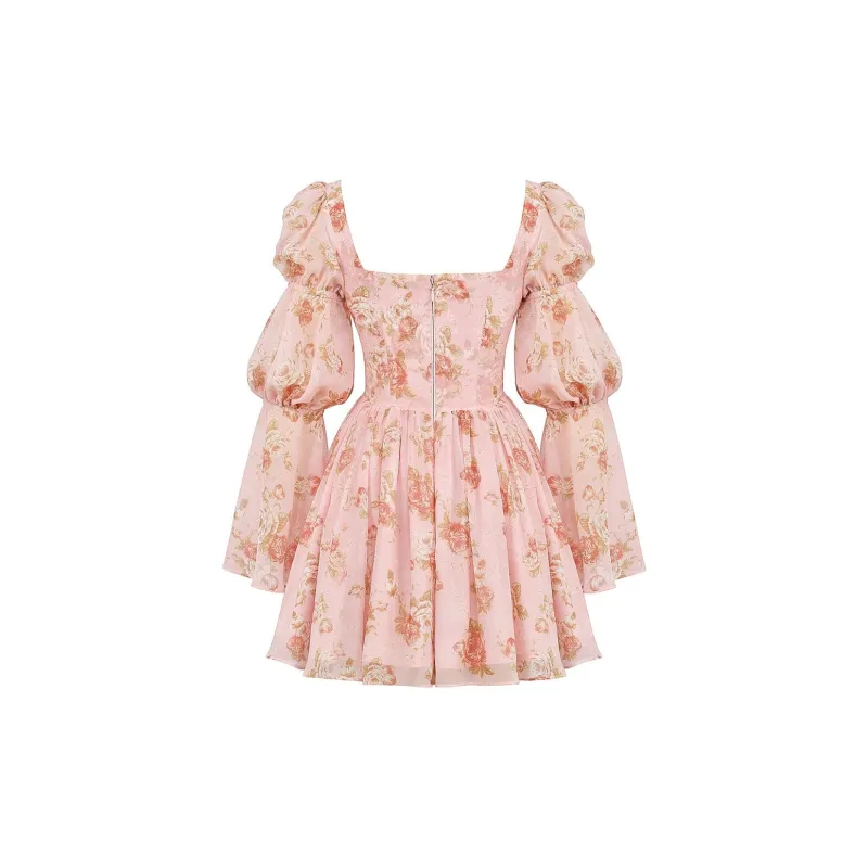 HOUSE OF CB Sancia Long Sleeved Dress Women's Rose Print-1