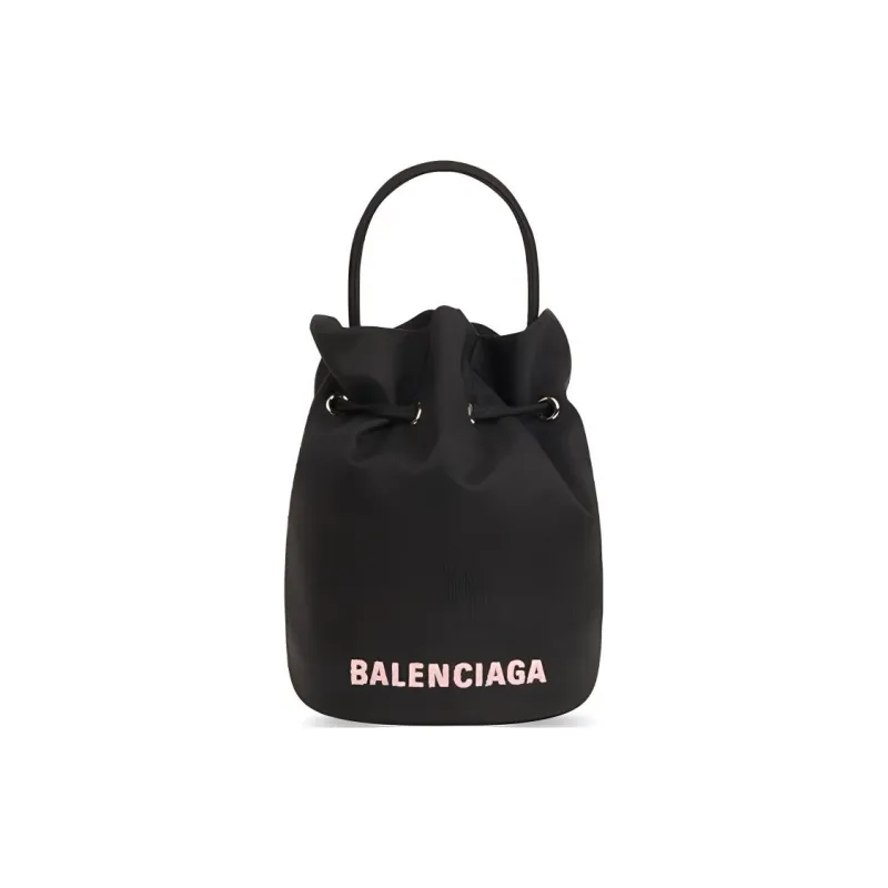 Balenciaga WHEEL Nylon Bucket Bag, Handbag, Shoulder Bag, Crossbody Bag Small Size Women's Black-0
