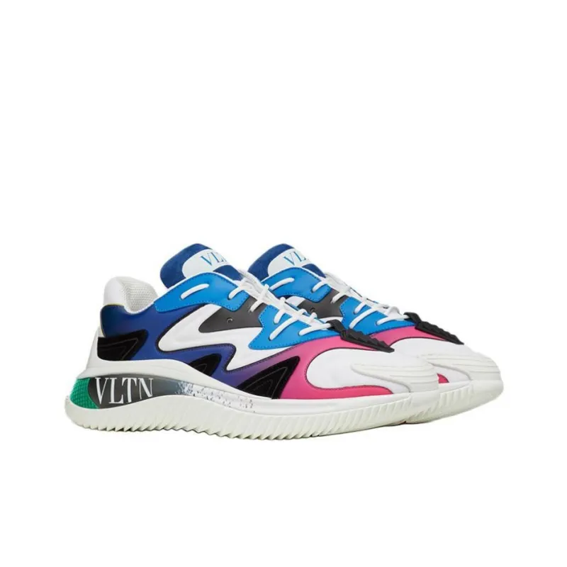 Valentino Wade Runner Low Top Casual Shoes Men's White Blue Purple-2