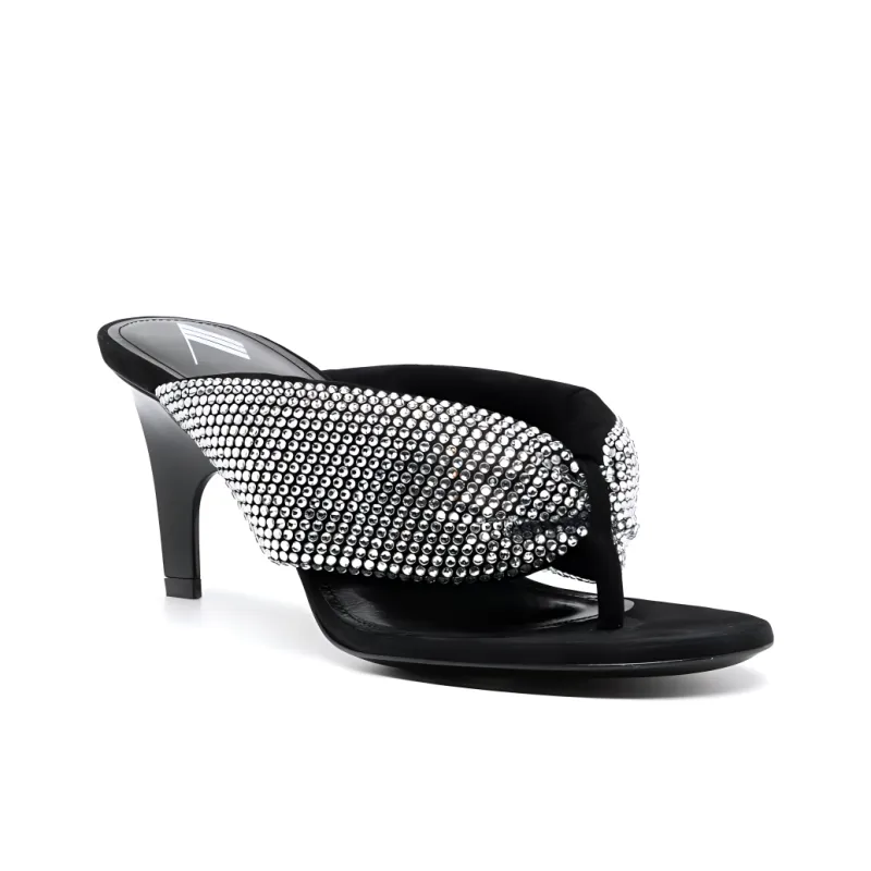 The Attico Rhinestone embellished Leather 70mm Sandals Women's-2