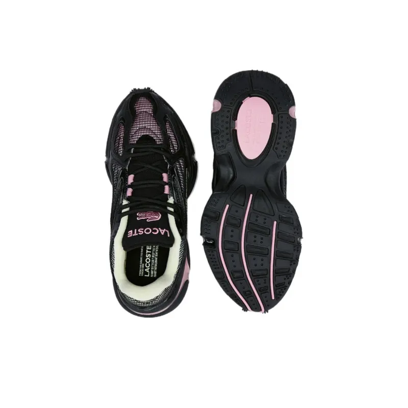 LACOSTE Low Top Casual Shoes Women's Black Pink-4