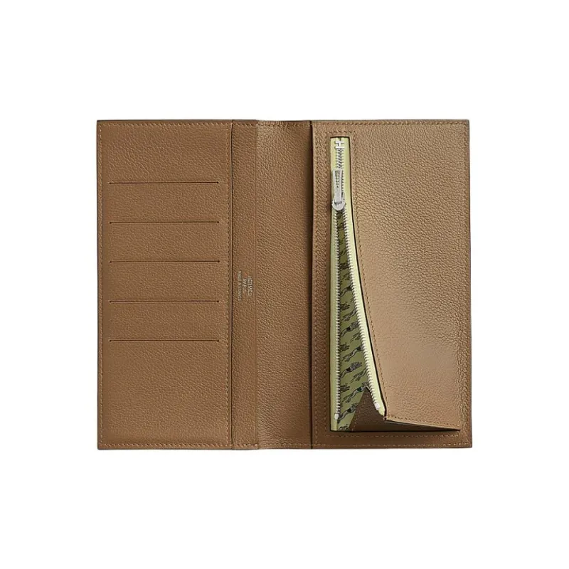 HERMES Citizen Twill Evercolor Calfskin Wallet Men's Chestnut Pimento Yellow-1