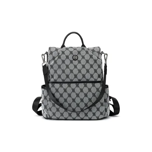 ROBERTA DI CAMERINO Fabric Backpack Regular Unisex Black Monogram/Brown Monogram