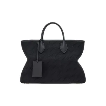 FERRAGAMO Jacquard Tote Bag, Shopping Bag, Shoulder Bag, Handbag Large Size Men's Black