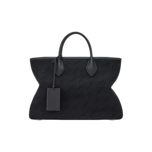 FERRAGAMO Jacquard Tote Bag, Shopping Bag, Shoulder Bag, Handbag Large Size Men's Black