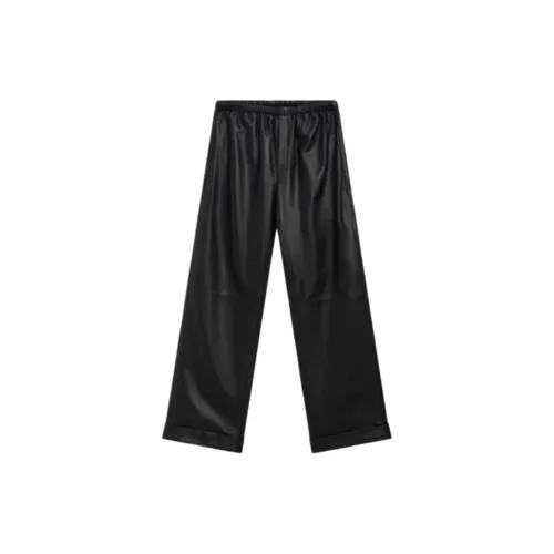 Massimo Dutti Leather Pants Women's Black