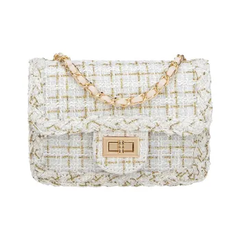 Carksky Fabric Shoulder Bag Crossbody Bag Women's White/Black