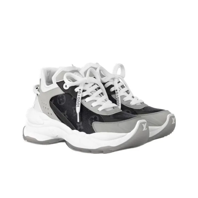 LOUIS VUITTON Run 55 Low Top Casual Shoes Women's Black Gray-2