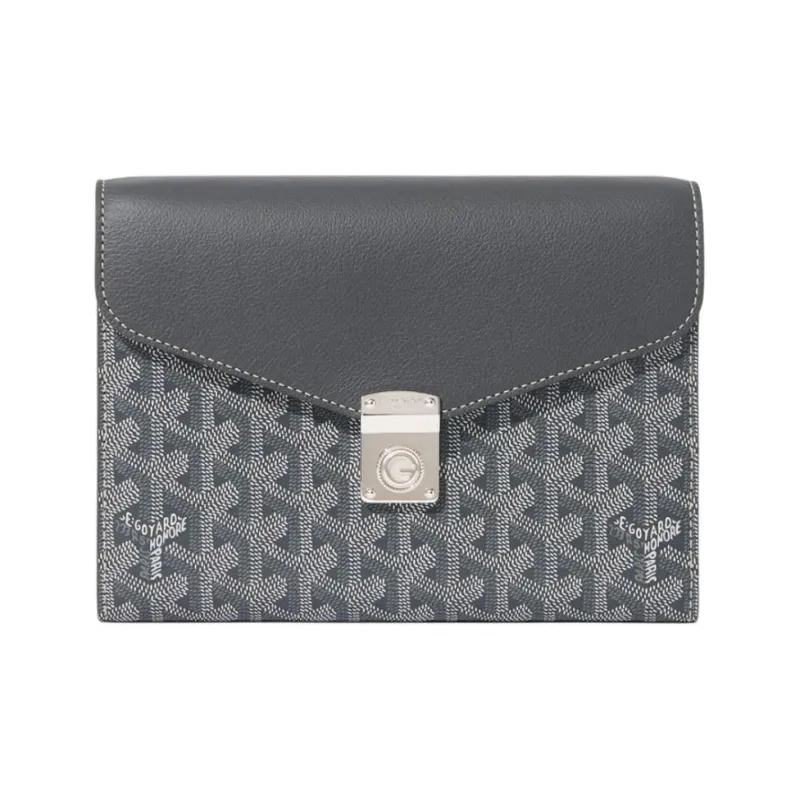 GOYARD Canvas With Calfskin Shoulder Bag Crossbody Bag Unisex Gray-0