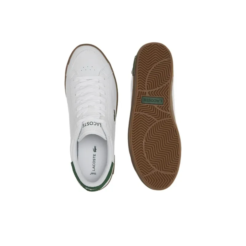 LACOSTE Low Top Skateboard Shoes Men's White Green-3