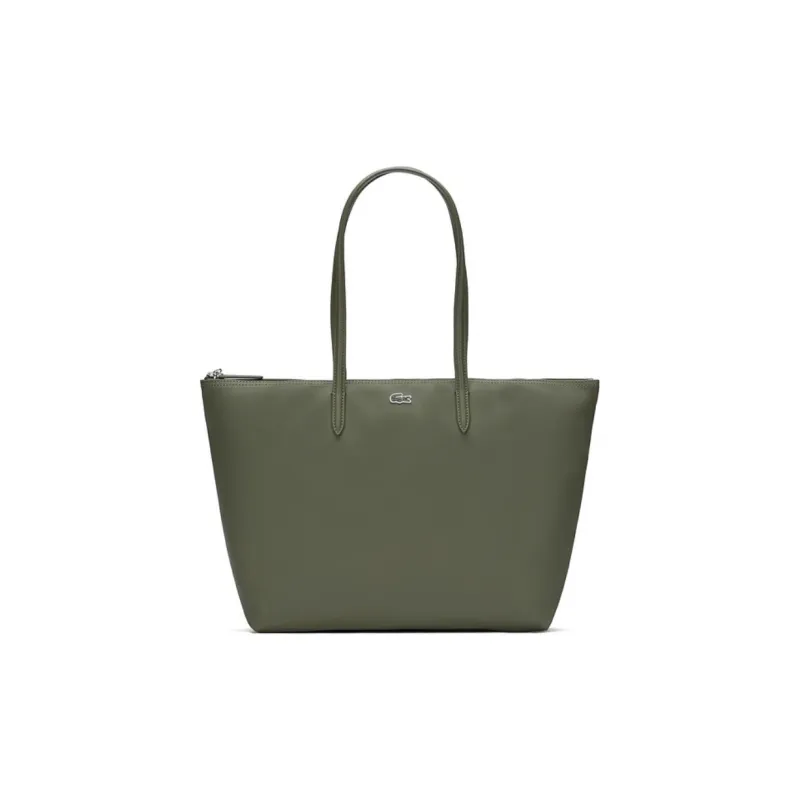 LACOSTE PVC Tote Bag, Shopping Bag, Handbag Large Size Women's Khaki Green-0