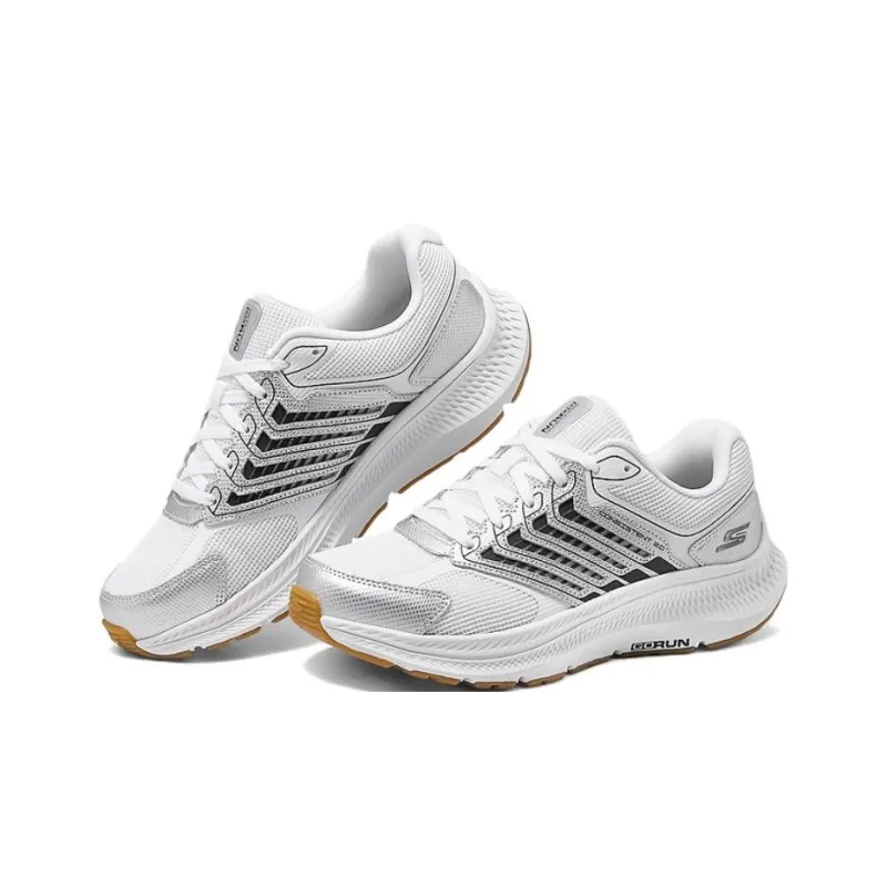 Skechers WOMEN'S GO Series Breathable Coverage Low-Top Casual Running Shoes Women's White Silver-2