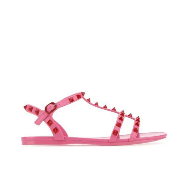 Valentino Rockstud Ankle Strap Sandals Pink Women's-1