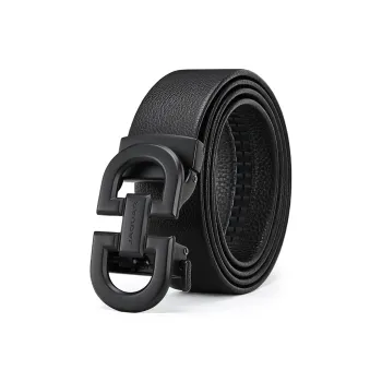 JAGUAR Advanced Cut-Out Automatic Buckle For Everyday Work Cow Leather Leather Belts Men's Black Width: 3.5cm