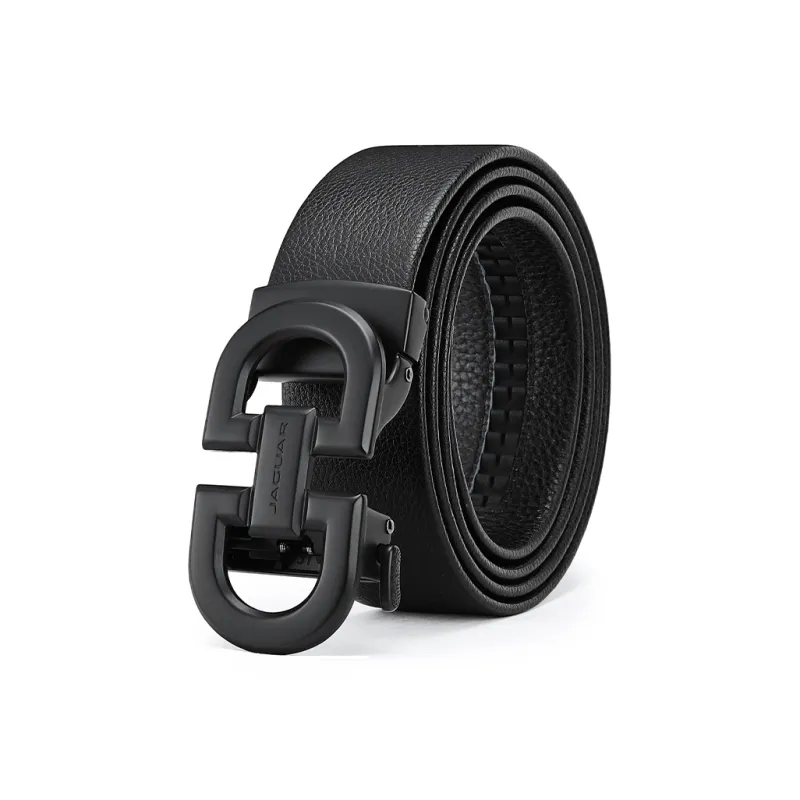 JAGUAR Advanced Cut Out Automatic Buckle For Everyday Work Cow Leather Leather Belts Men's Black Width  3.5cm-0