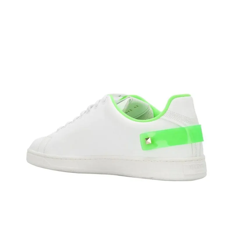 Valentino Backnet Skateboard Shoes Men Low Top White Green-3