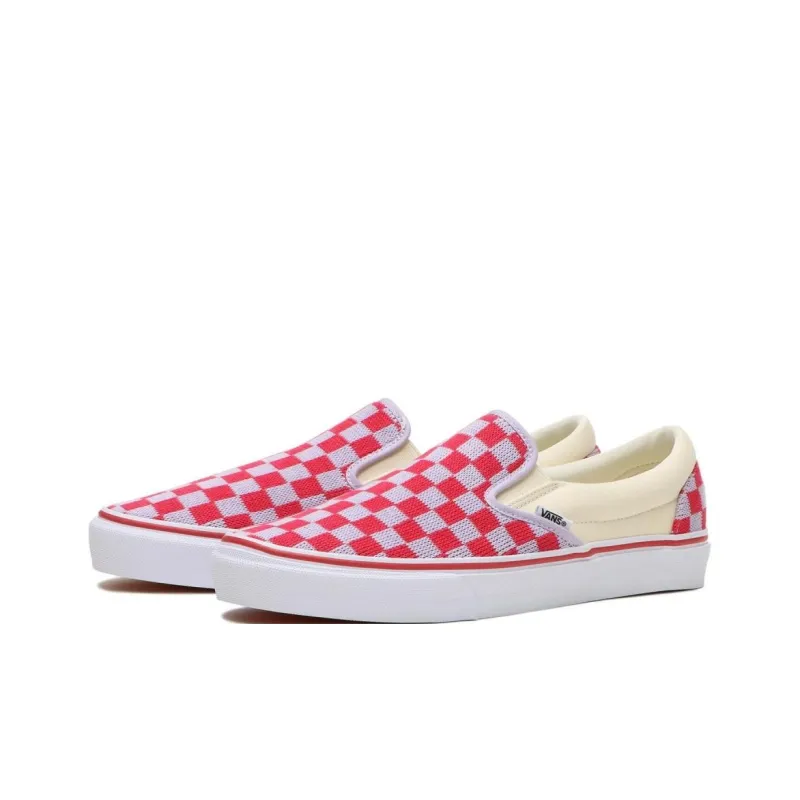 Vans Slip on Anti Slip Wear Resistant Low Top Skateboard Shoes Unisex White Red-2