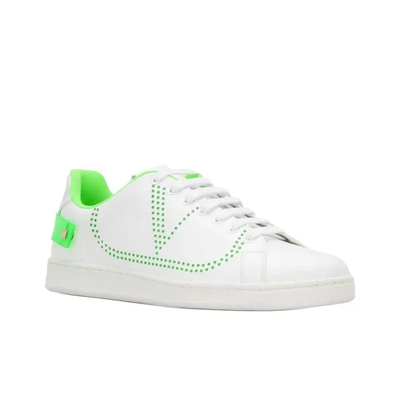 Valentino Backnet Skateboard Shoes Men Low Top White Green-2
